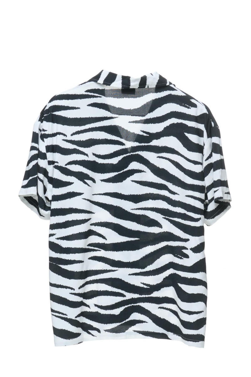 Chemises Stüssy Zebra Os Shirt White/Black | MQ09-Q6-EC