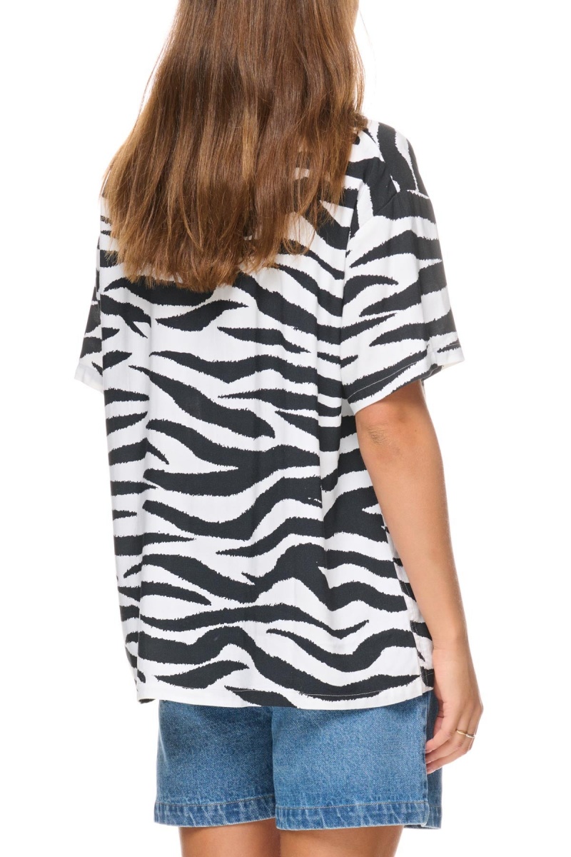 Chemises Stüssy Zebra Os Shirt White/Black | MQ09-Q6-EC