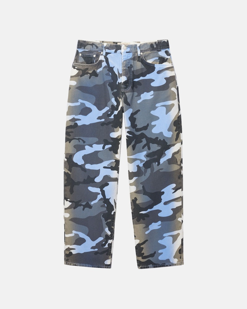 Denim Stüssy Big Ol\' Jean Spray Dye Tela Bleu Camouflage | GG06-B2-RC