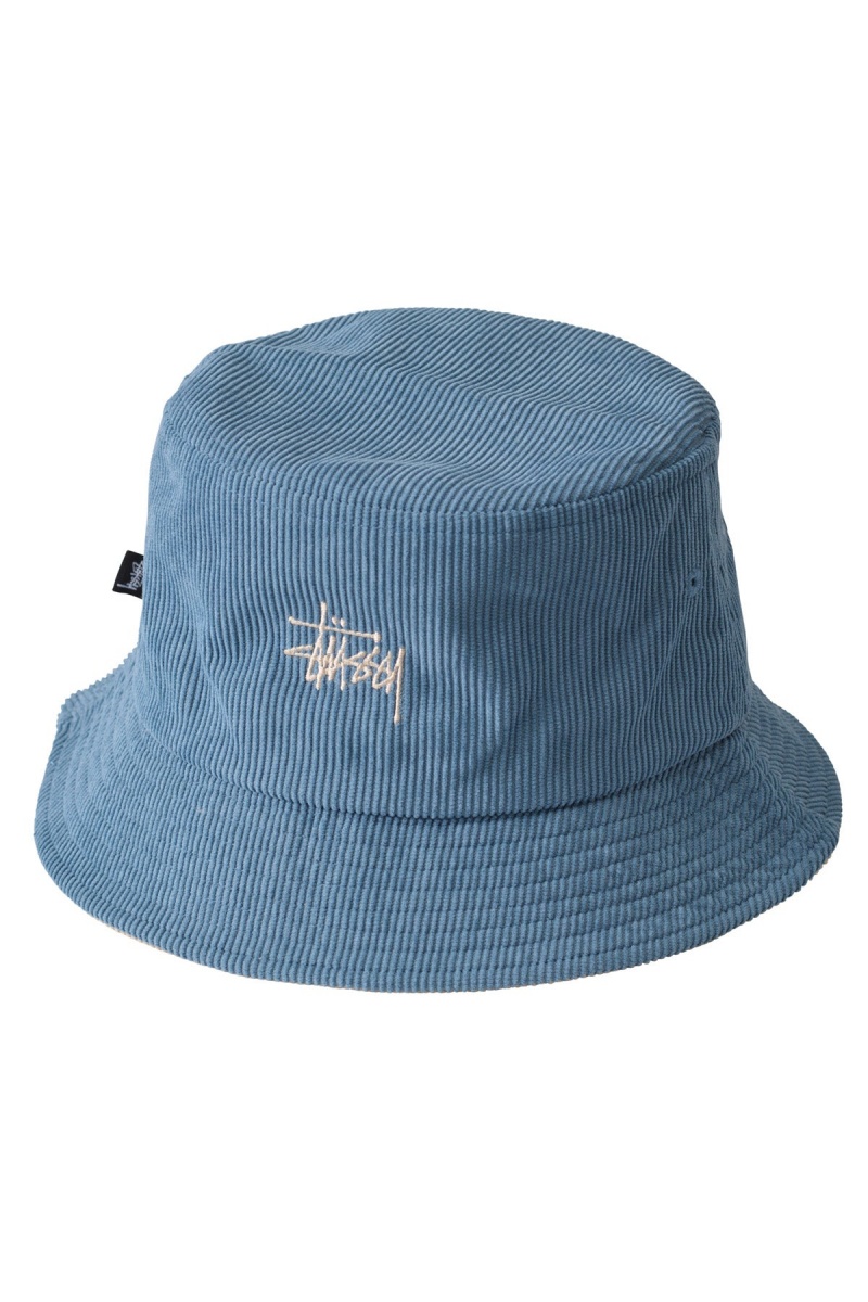 Hats & Beanies Stüssy Graffiti Cord Bucket Hat Bleu | MZ88-F9-FP