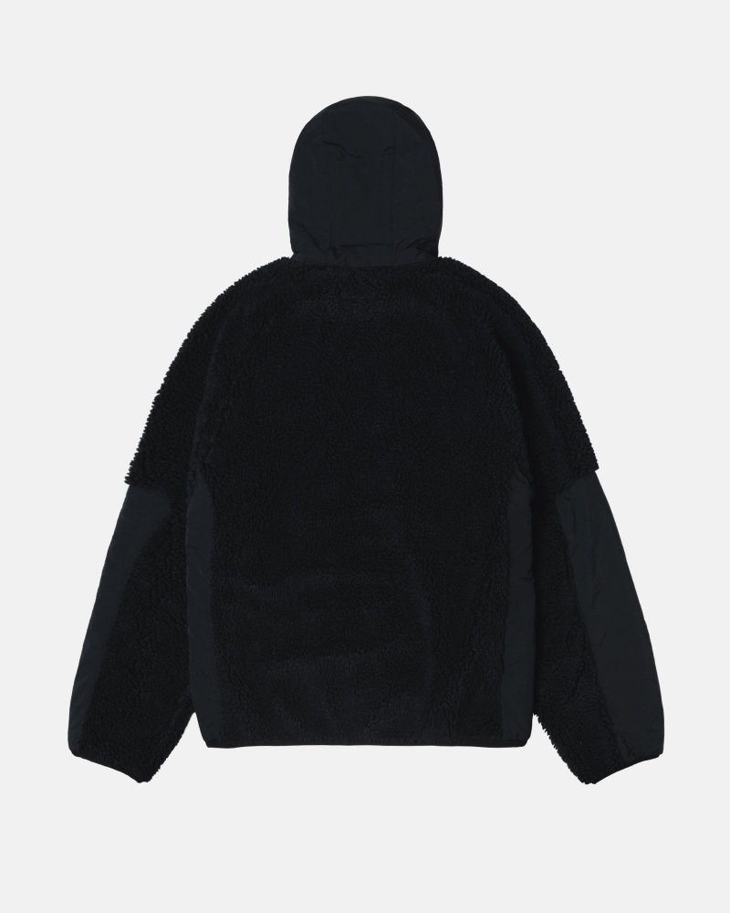 Long Sleeve Jacket Stüssy Sherpa Paneled Encapuchonné Jacket Noir | EO31-U3-TK