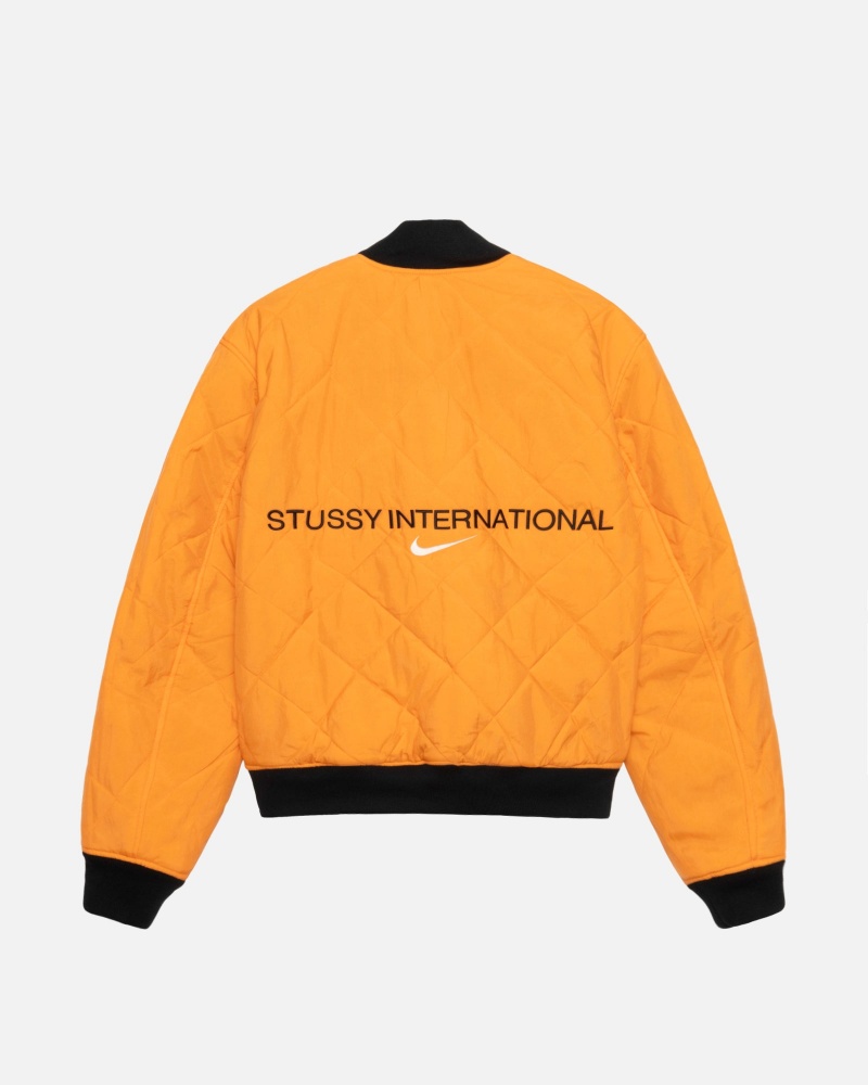 Long Sleeve Jacket Stüssy & Nike Reversible Varsity Jacket Medium Olive/Bright Mandarin | BM01-J6-XJ