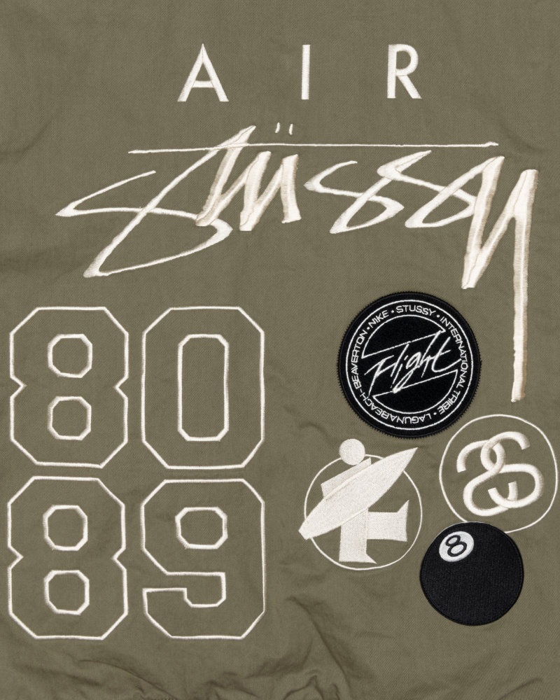 Long Sleeve Jacket Stüssy & Nike Reversible Varsity Jacket Medium Olive/Bright Mandarin | BM01-J6-XJ