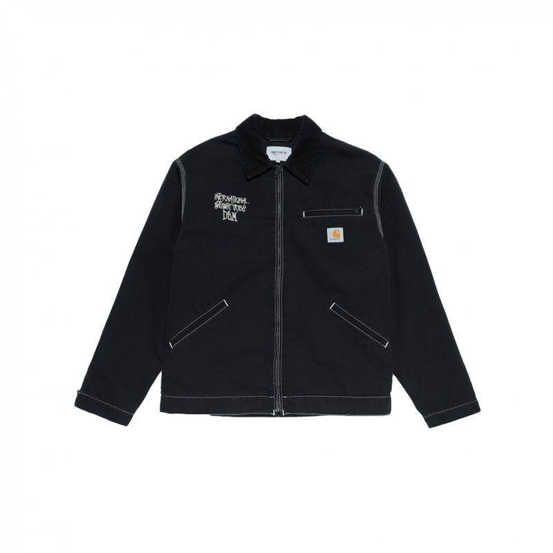 Long Sleeve Jacket Stüssy x Dover Strada Market x Carhartt WIP Collaborate on Limited Edition Workwear Jacket Noir | FG18-D9-MW