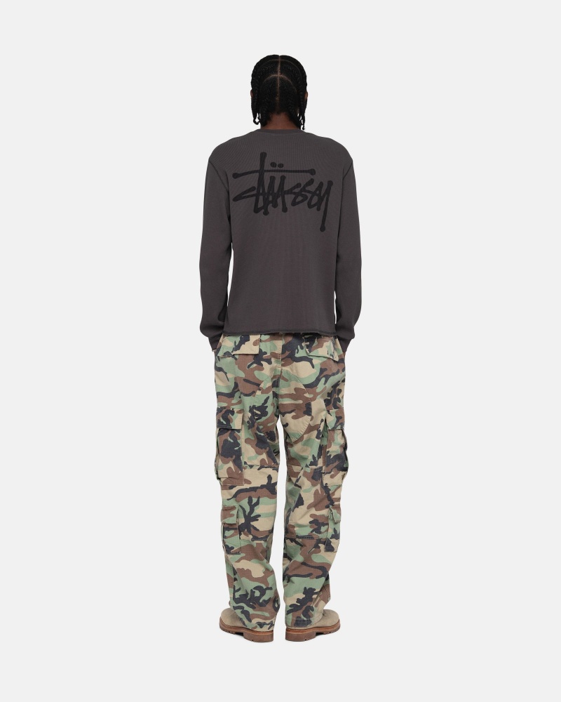 Long Sleeve Knit Stüssy Basic Stock Ls Thermal Noir | AB34-L4-JG