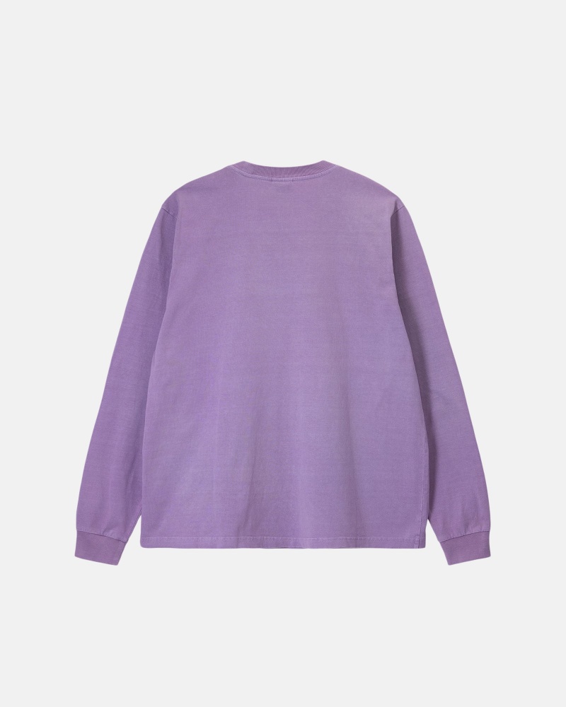 Long Sleeve Knit Stüssy Heavyweight Pigment Dyed Ls Crew Lavande | MF13-B6-KO