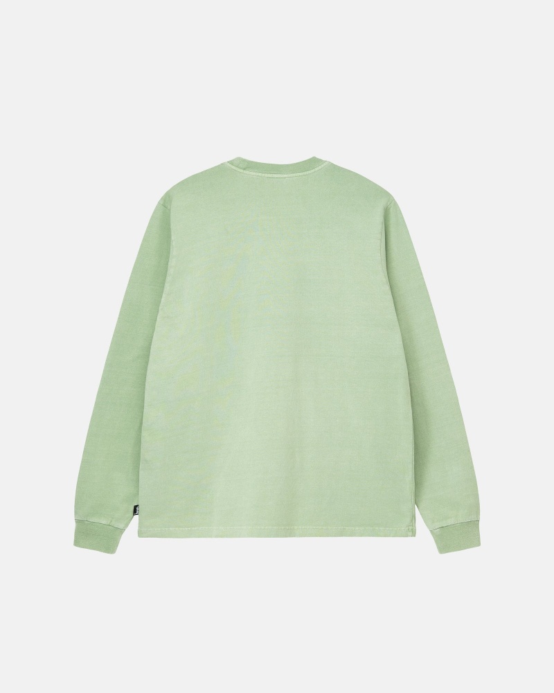 Long Sleeve Knit Stüssy Heavyweight Pigment Dyed Ls Crew Vert | JQ32-Q2-TM