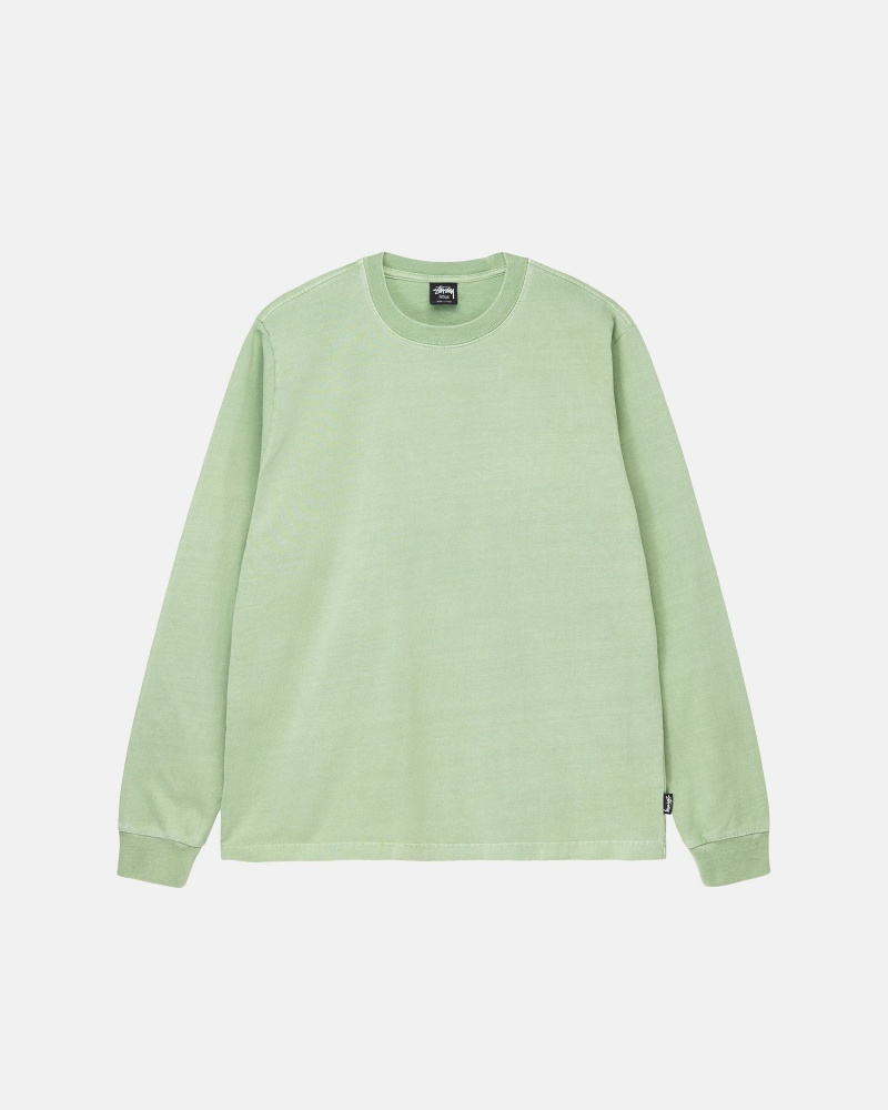 Long Sleeve Knit Stüssy Heavyweight Pigment Dyed Ls Crew Vert | JQ32-Q2-TM