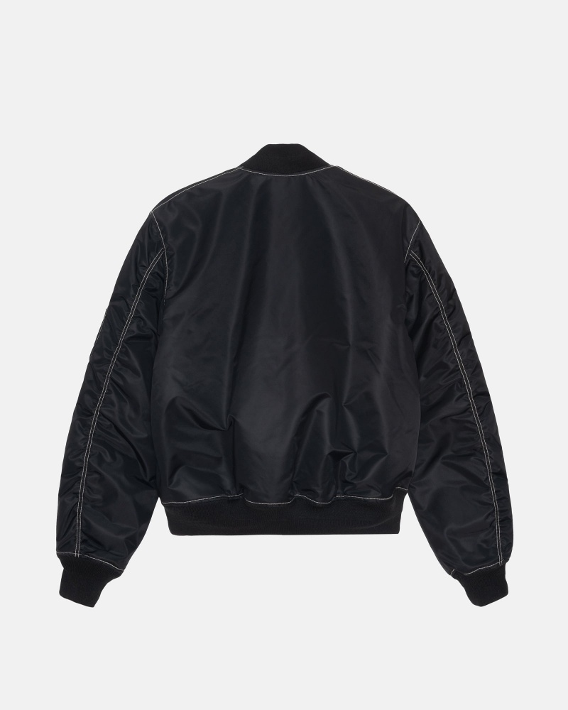 Long Sleeve Outerwear Stüssy Built Reversible Bomber Jacket Noir | KT91-P8-KX