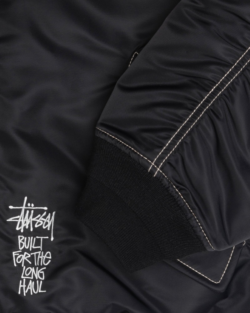 Long Sleeve Outerwear Stüssy Built Reversible Bomber Jacket Noir | KT91-P8-KX