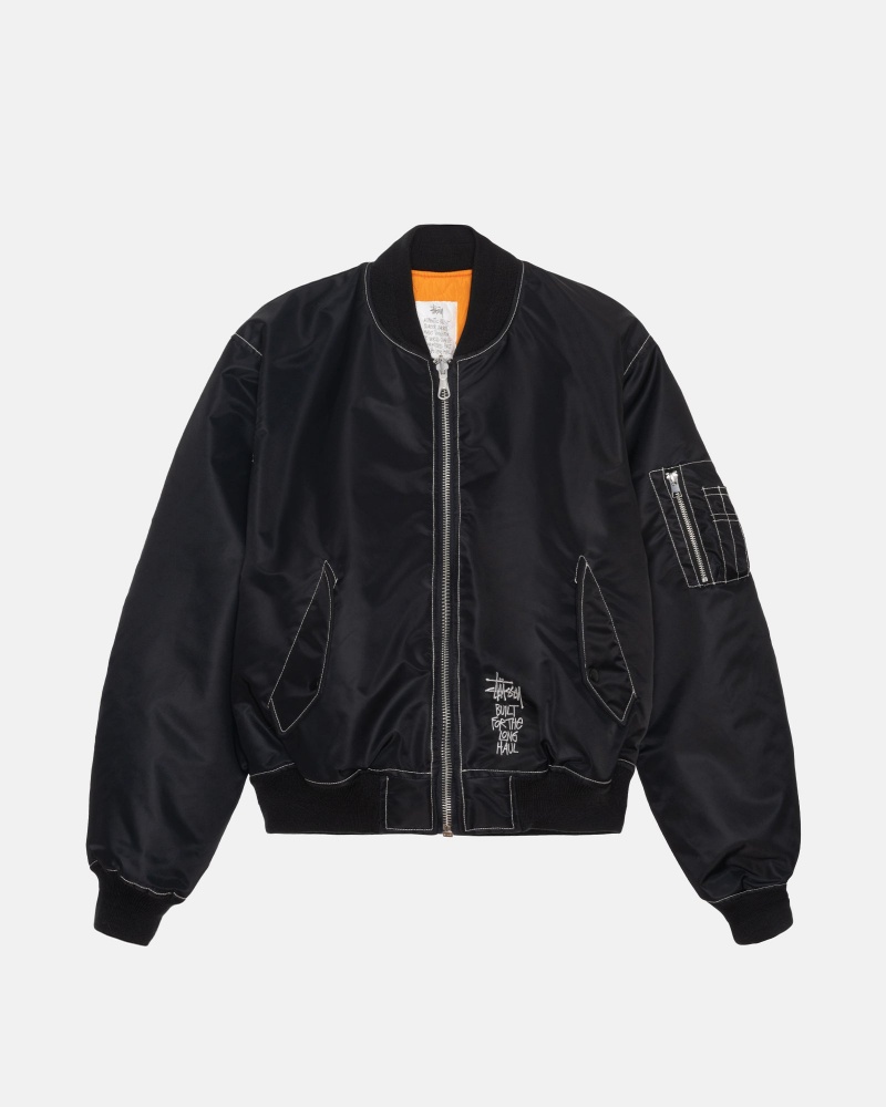 Long Sleeve Outerwear Stüssy Built Reversible Bomber Jacket Noir | KT91-P8-KX