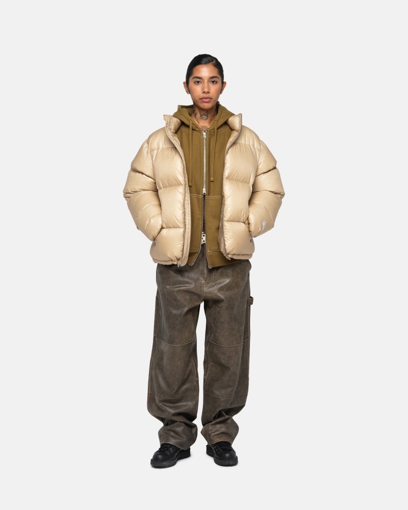 Long Sleeve Outerwear Stüssy Down Puffer Parachute Ripstop Coyote | GZ55-U2-MU