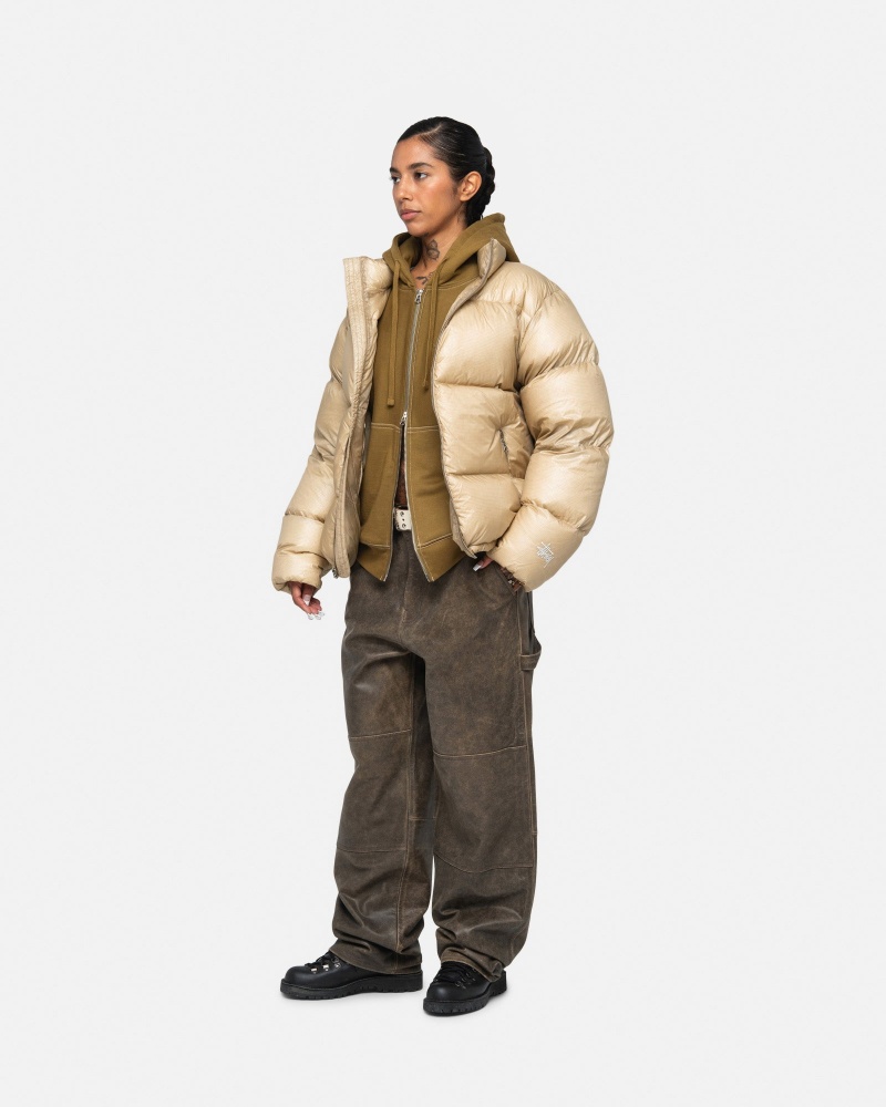 Long Sleeve Outerwear Stüssy Down Puffer Parachute Ripstop Coyote | GZ55-U2-MU