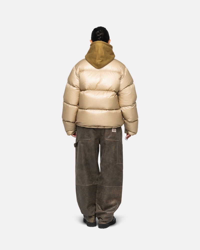 Long Sleeve Outerwear Stüssy Down Puffer Parachute Ripstop Coyote | GZ55-U2-MU