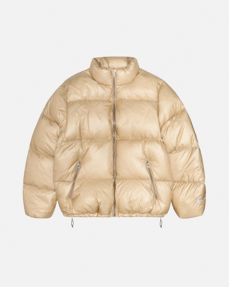 Long Sleeve Outerwear Stüssy Down Puffer Parachute Ripstop Coyote | GZ55-U2-MU