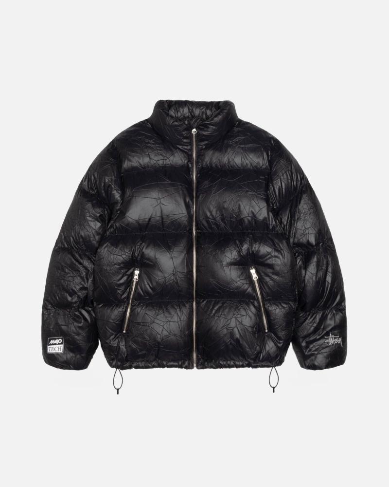 Long Sleeve Outerwear Stüssy Down Puffer Wrinkled Nylon Noir | RS13-P7-PQ