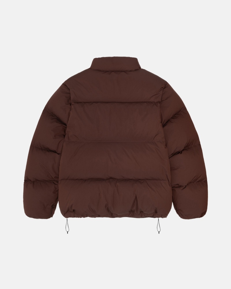 Long Sleeve Outerwear Stüssy Down Puffer Nylon Marron | FJ34-M3-EE