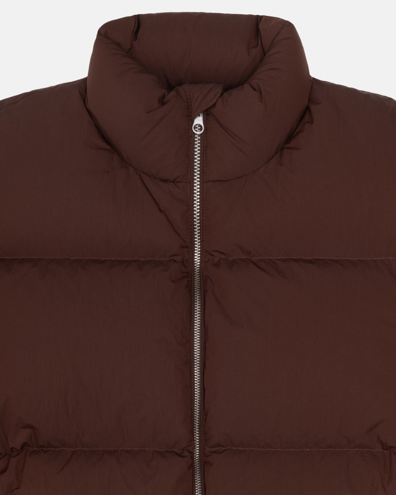 Long Sleeve Outerwear Stüssy Down Puffer Nylon Marron | FJ34-M3-EE