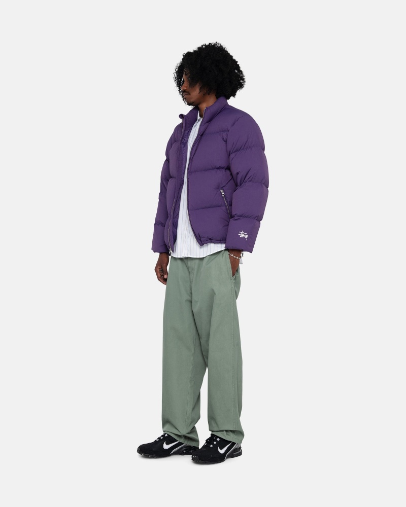 Long Sleeve Outerwear Stüssy Down Puffer Nylon Violette | GW77-Y5-CI