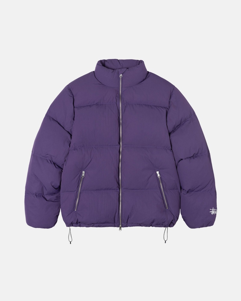 Long Sleeve Outerwear Stüssy Down Puffer Nylon Violette | GW77-Y5-CI