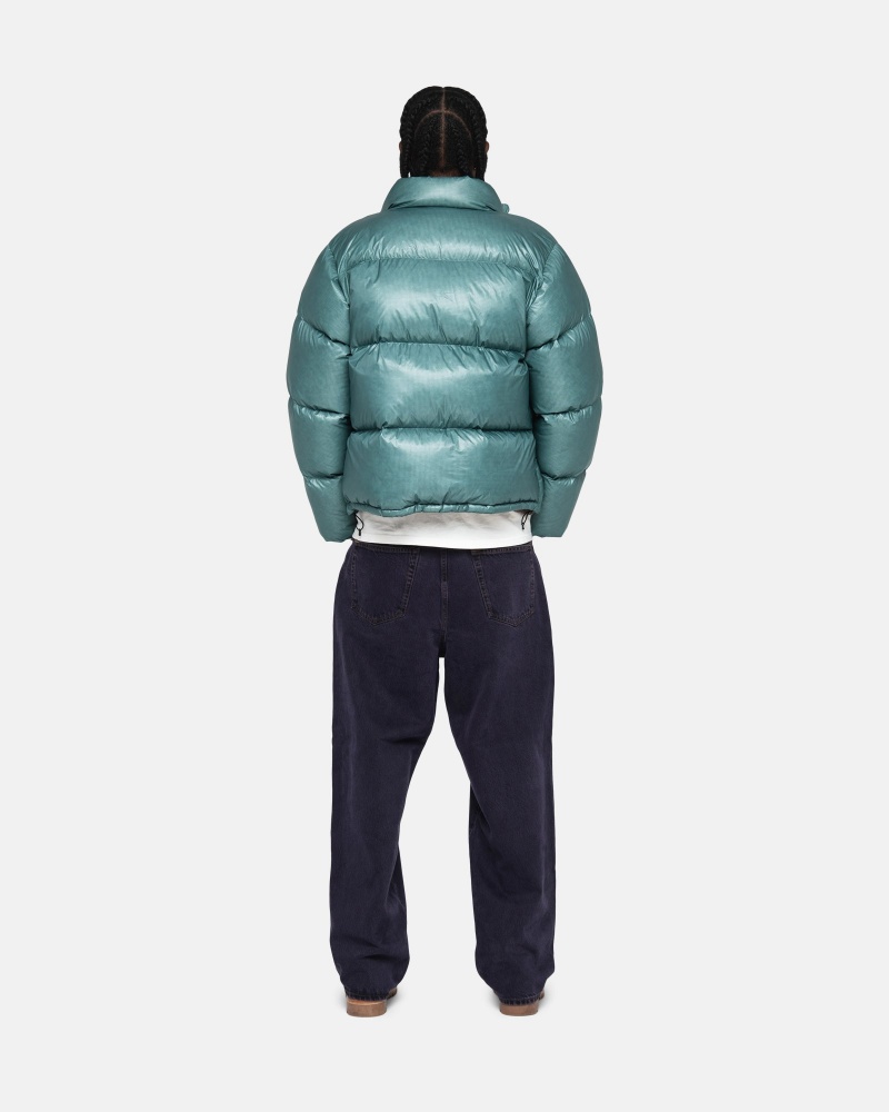 Long Sleeve Outerwear Stüssy Down Puffer Parachute Ripstop Bleu | MO93-T0-SL