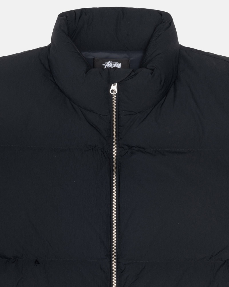 Long Sleeve Outerwear Stüssy Down Puffer Nylon Noir | EY54-A5-YM