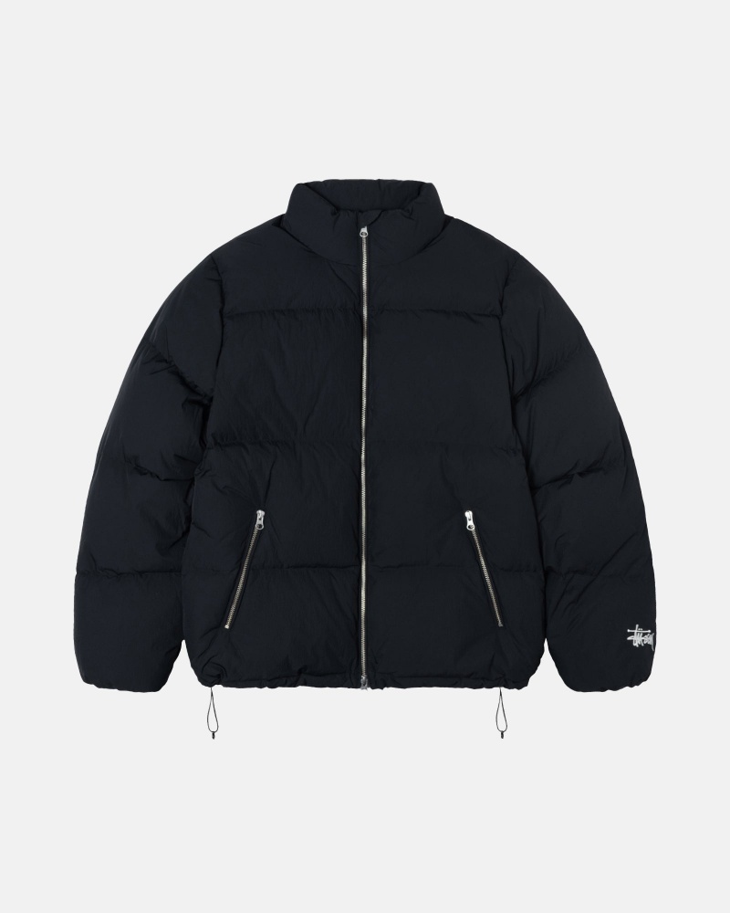 Long Sleeve Outerwear Stüssy Down Puffer Nylon Noir | EY54-A5-YM