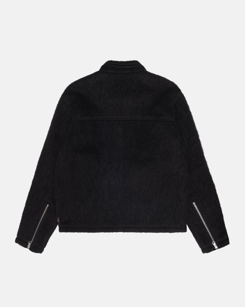 Long Sleeve Outerwear Stüssy Mohair Club Jacket Noir | FG76-I7-SW