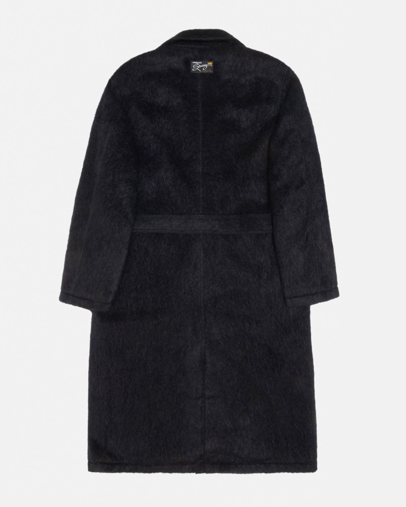 Long Sleeve Outerwear Stüssy Mohair Trench Coat Noir | ZV52-Y2-NM