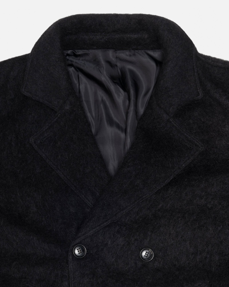 Long Sleeve Outerwear Stüssy Mohair Trench Coat Noir | ZV52-Y2-NM