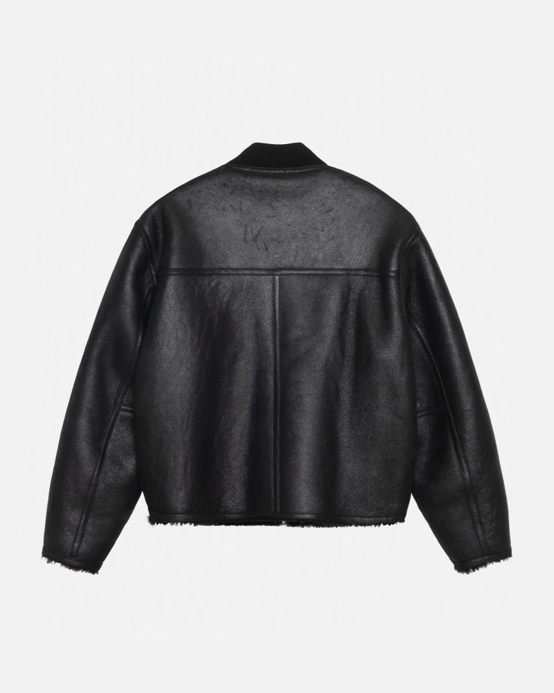 Long Sleeve Outerwear Stüssy Shearling Reversible Bomber Noir | FA17-C3-BV