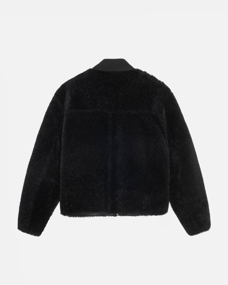 Long Sleeve Outerwear Stüssy Shearling Reversible Bomber Noir | FA17-C3-BV