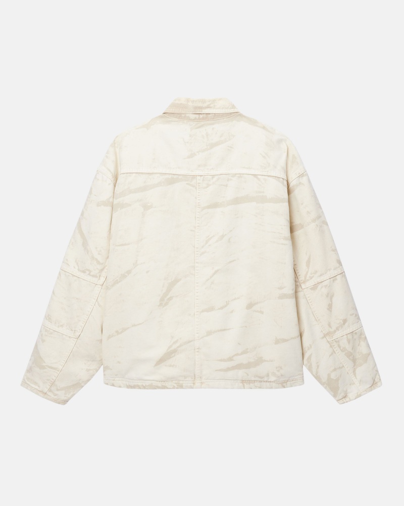 Long Sleeve Outerwear Stüssy Shop Jacket Distressed Tela Kaki | KM36-E0-MS