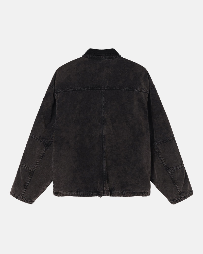 Long Sleeve Outerwear Stüssy Shop Jacket Washed Tela Noir | OZ41-P2-IB