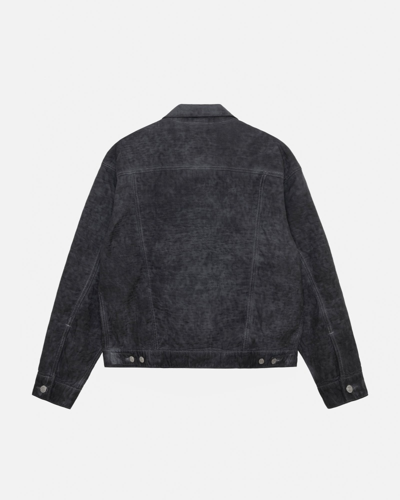 Long Sleeve Outerwear Stüssy & Levi's Dyed Jacquard Trucker Jacket Noir | IB20-N2-WL