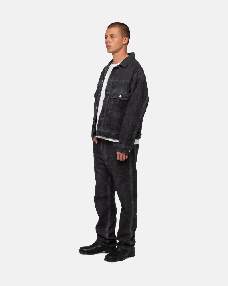 Long Sleeve Outerwear Stüssy & Levi's Dyed Jacquard Trucker Jacket Noir | IB20-N2-WL