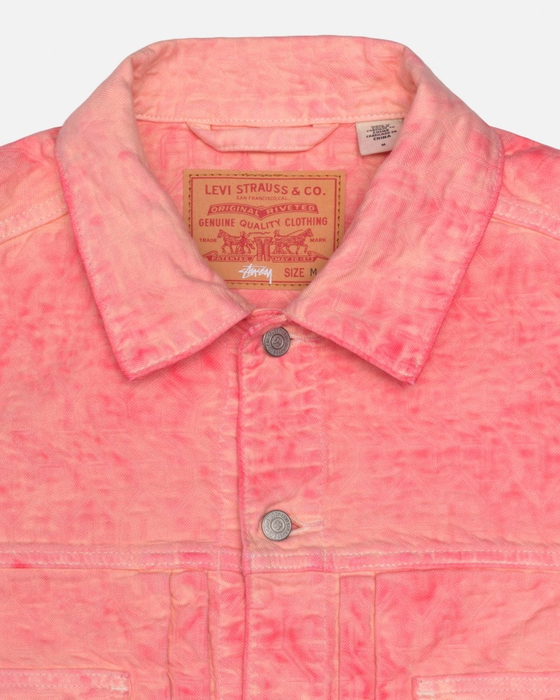 Long Sleeve Outerwear Stüssy & Levi's Dyed Jacquard Trucker Jacket Rose | PY24-N7-WS