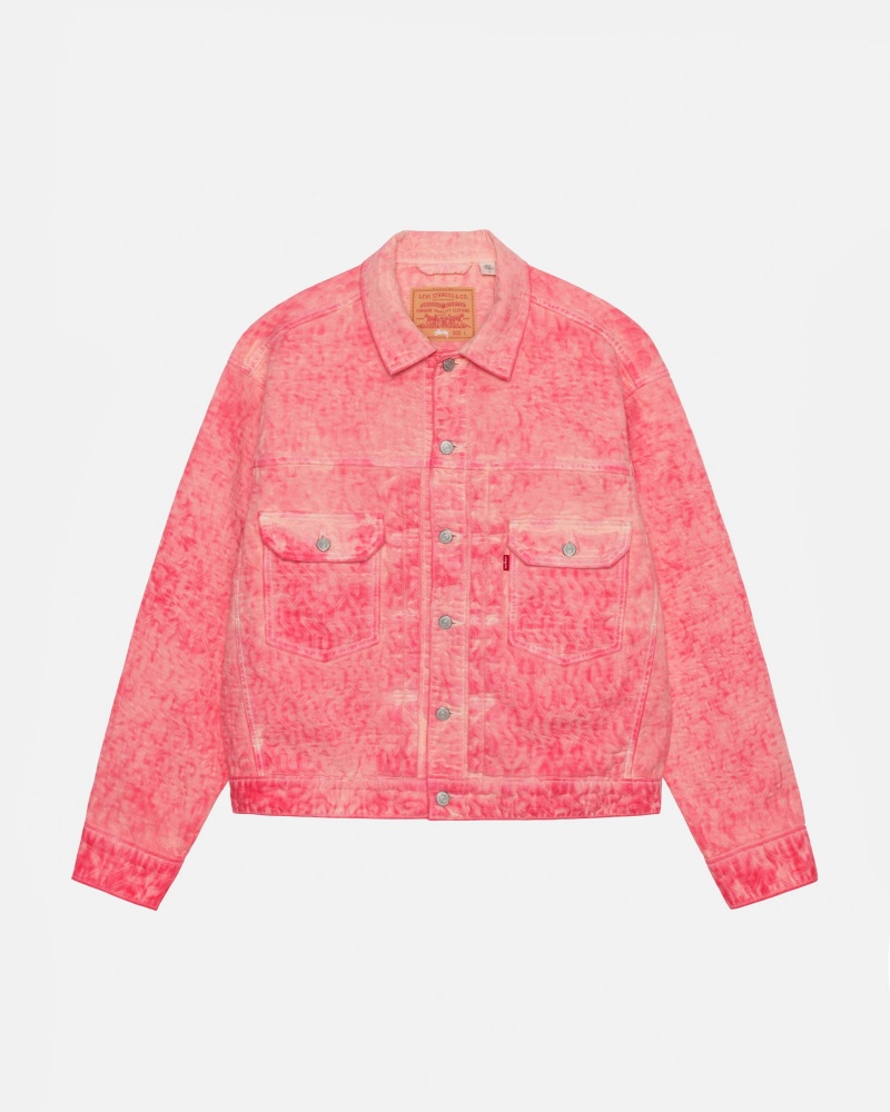 Long Sleeve Outerwear Stüssy & Levi\'s Dyed Jacquard Trucker Jacket Rose | PY24-N7-WS