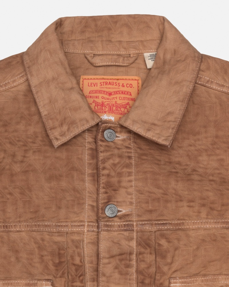 Long Sleeve Outerwear Stüssy & Levi's Dyed Jacquard Trucker Jacket Marron | FR54-T1-WC