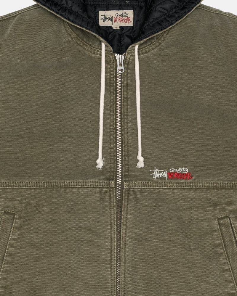 Long Sleeve Outerwear Stüssy Travail Jacket Insulated Tela Vert Olive | JT32-G4-ZP