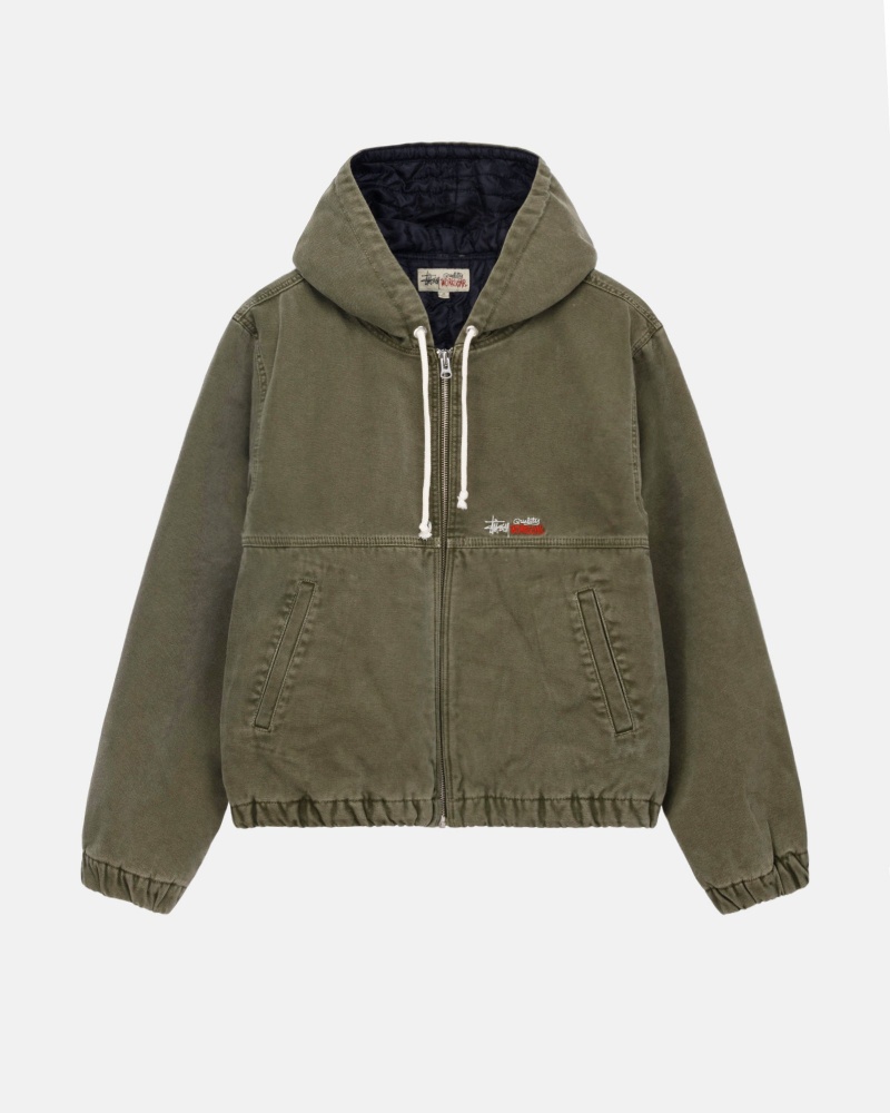 Long Sleeve Outerwear Stüssy Travail Jacket Insulated Tela Vert Olive | JT32-G4-ZP