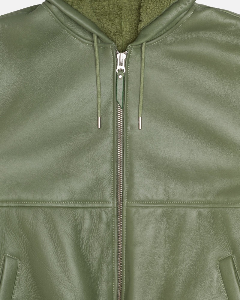 Long Sleeve Outerwear Stüssy Travail Jacket Shearling Vert | YP45-R6-RD