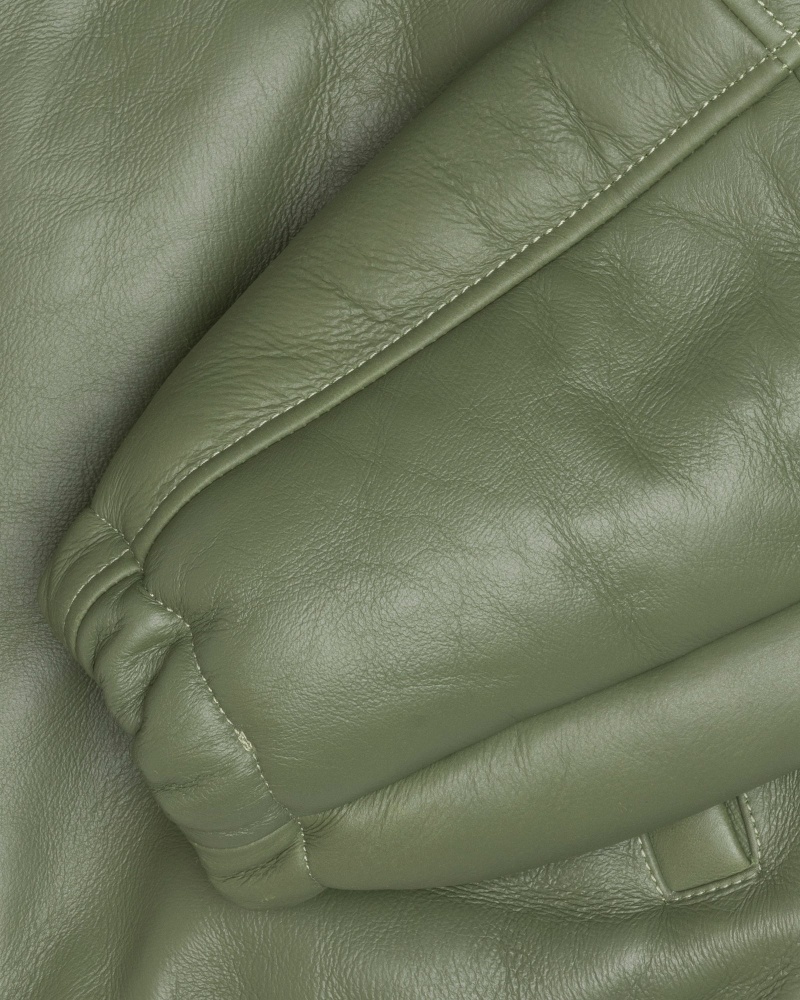 Long Sleeve Outerwear Stüssy Travail Jacket Shearling Vert | YP45-R6-RD