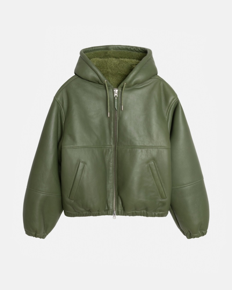 Long Sleeve Outerwear Stüssy Travail Jacket Shearling Vert | YP45-R6-RD