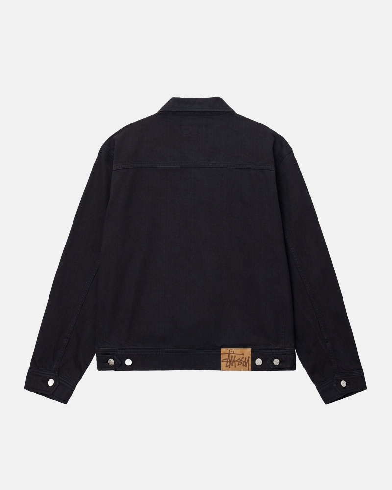 Long Sleeve Outerwear Stüssy Zip Travail Jacket Overdyed Noir | RW30-T7-MX