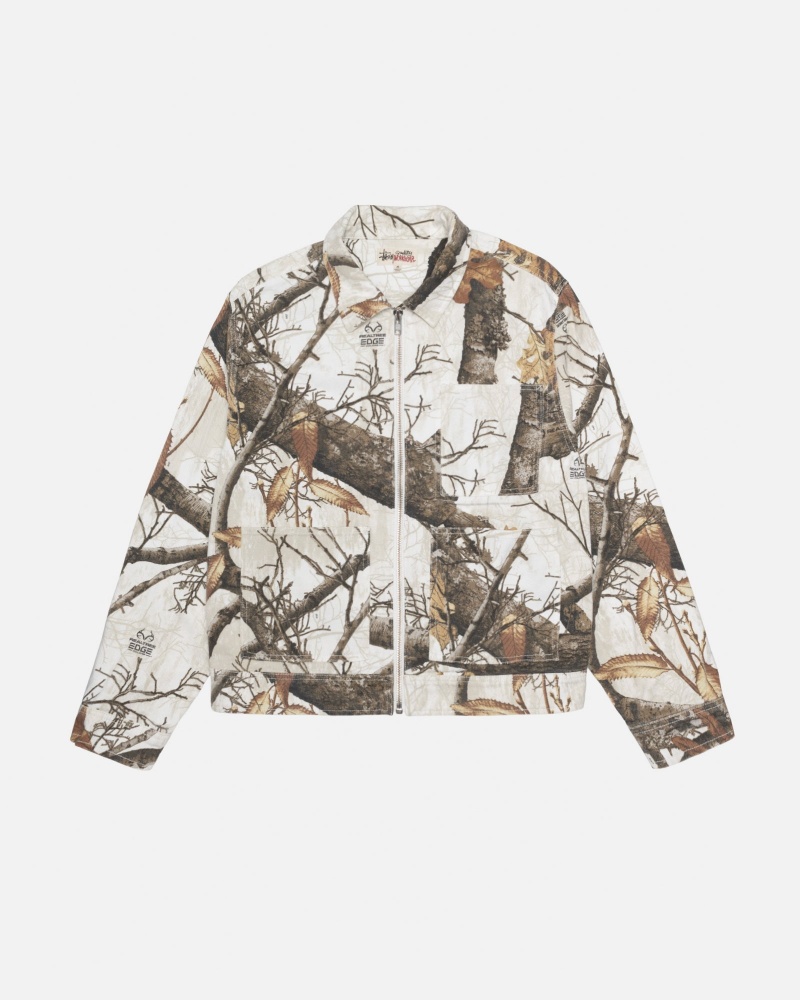 Long Sleeve Outerwear Stüssy Zip Travail Jacket Realtree Edge Snow | CY03-O9-RT