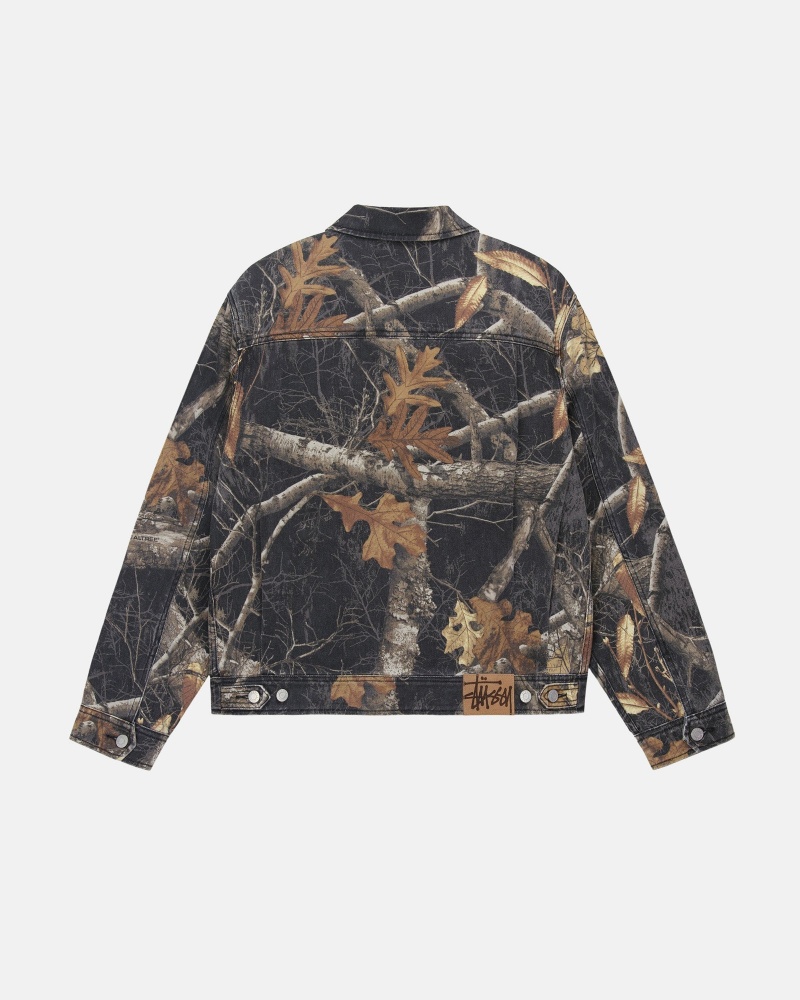 Long Sleeve Outerwear Stüssy Zip Travail Jacket Realtree Edge Noir | OU33-R1-CZ