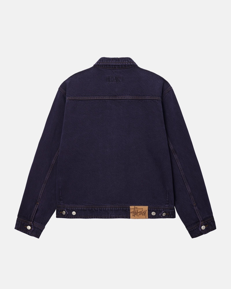 Long Sleeve Outerwear Stüssy Zip Travail Jacket Denim Nightshade | LG27-N6-FJ