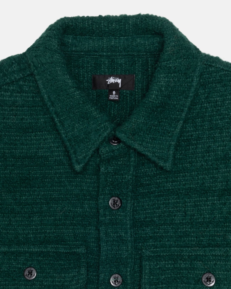 Long Sleeve Shirt Stüssy Boucle Laine Cpo Shirt Vert | IP70-Z7-UG