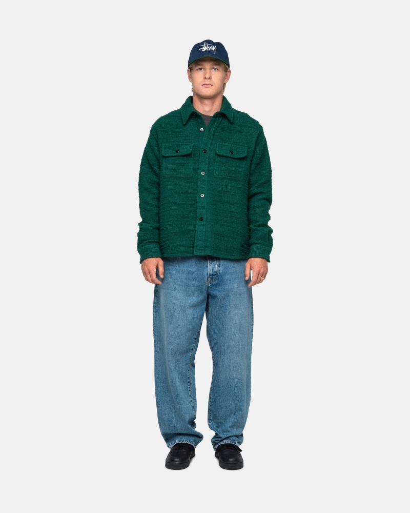 Long Sleeve Shirt Stüssy Boucle Laine Cpo Shirt Vert | IP70-Z7-UG